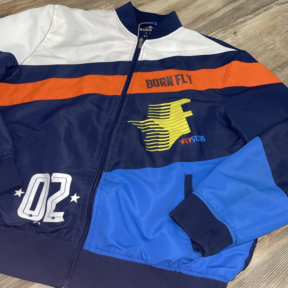Vintage Born Fly Jacket & Pants Men's Large Blue Logo Block Mesh Lined XL
